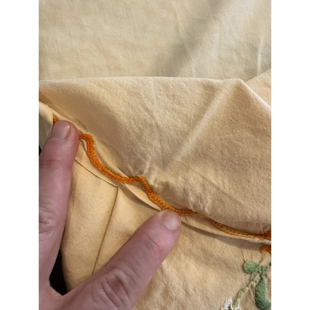 Vintage Handmade Embroidered Cotton Bedspread Coverlet 81.5x92 w/ 2 Pillowcases